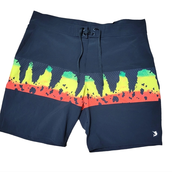 Reel Legends Men's Lightweight Stretch Board Short - Black Print - Size 44 - Picture 1 of 2
